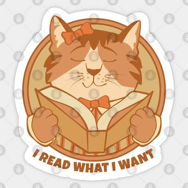 I Read What I Want Kitty Sticker by Sue Cervenka